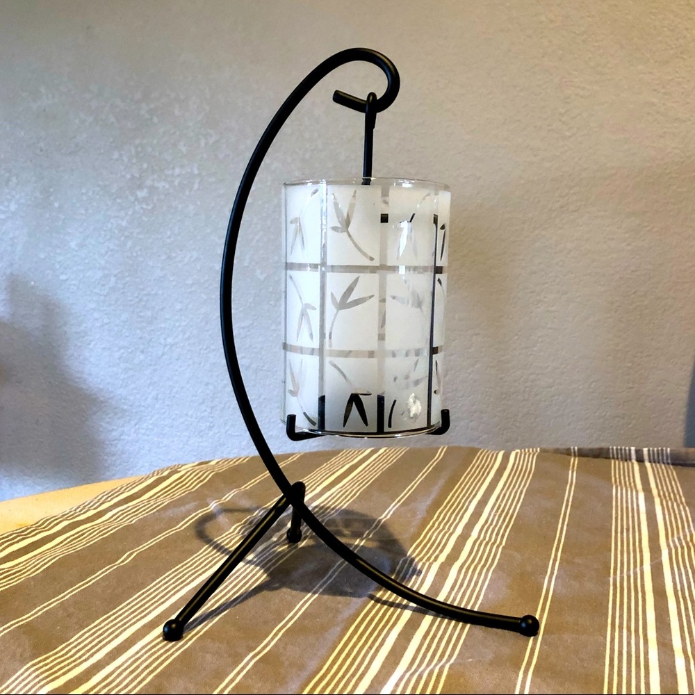 Partylite Tealight Bamboo Frosted Glass Lantern